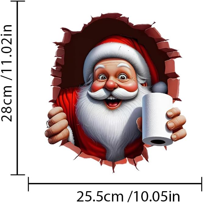 Iprokiu Christmas Toilet Sticker Santa Claus Reindeer Elf Toilet Seat Cover Decal Waterproof Christmas Crack Toilet Seat Lid Decal Snowman Elk Washroom Decoration (Smiling Santa Claus) - Image 4